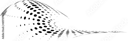 Halftone mottled edging, swollen on the side. Vector.