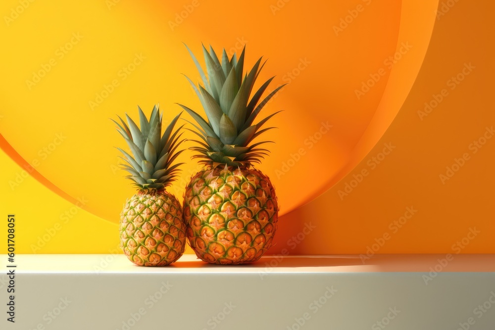delicious looking pineapple in minimalistic studio setup