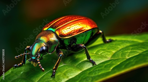 Dogbane Leaf Beetle in the wild. Generative AI © piai