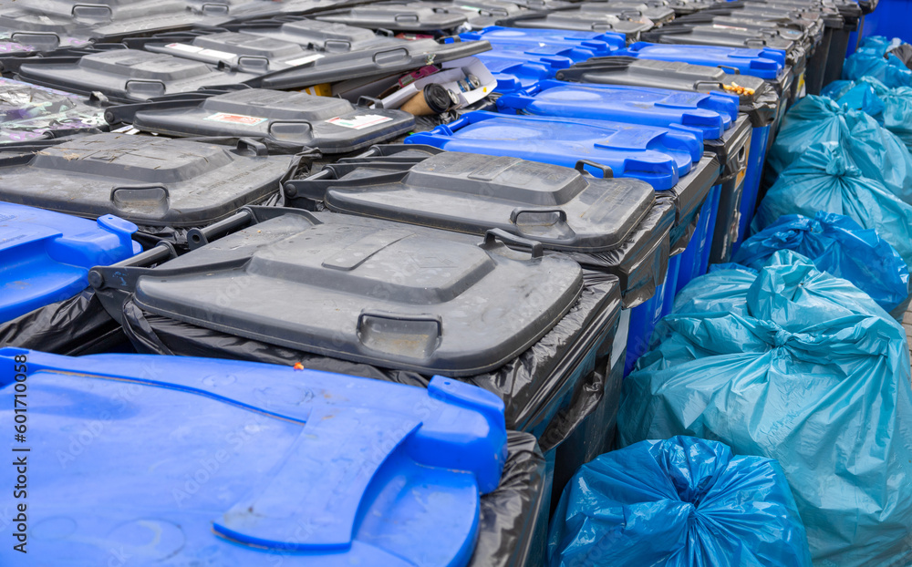 custom made wallpaper toronto digitalLots of plastic trash cans. Garbage sorting