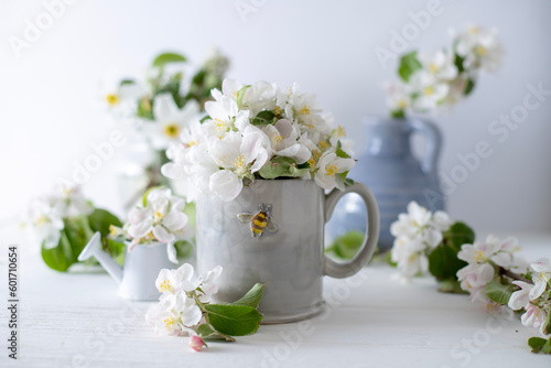 A cup of aromatic coffee and flowers