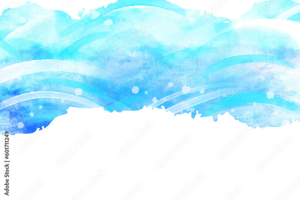 Obraz premium 水彩風 水色 和風柄 