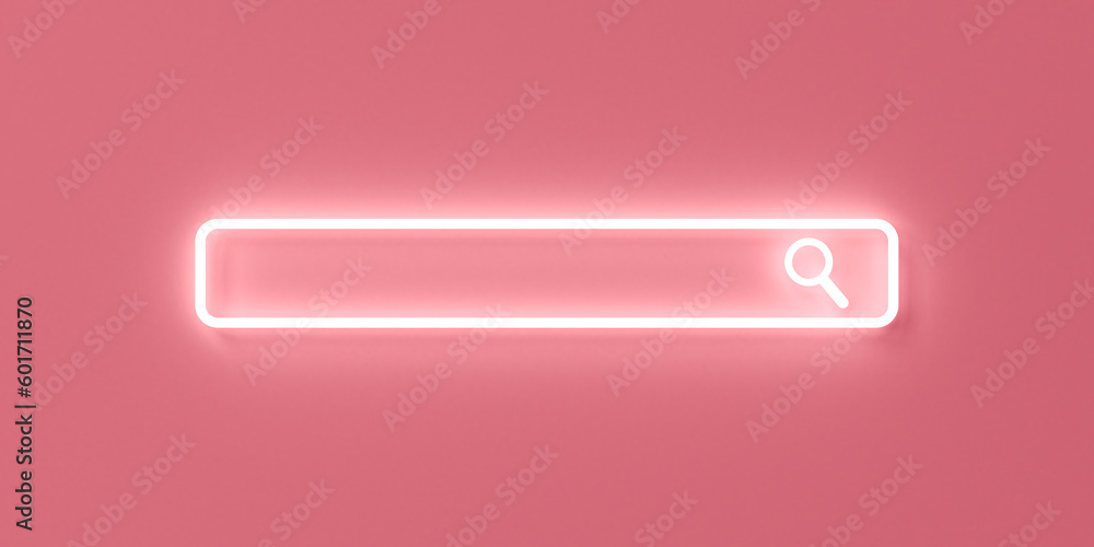 Minimal blank neon light search engine bar isolated on pink pastel color background with shadow minimalism conceptual 3D rendering Minimal blank neon light search engine bar isolated on pink pastel color background with shadow minimalism conceptual 3D rendering