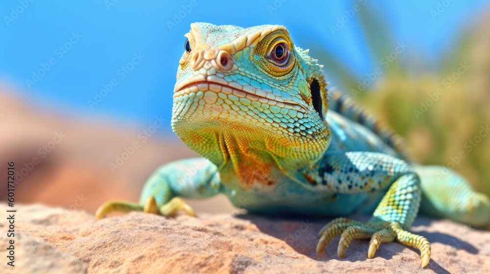Fototapeta premium Common collared lizard in the wild. Generative AI