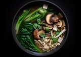 vegetarian pho bowl with tofu, mushrooms, and bok choy