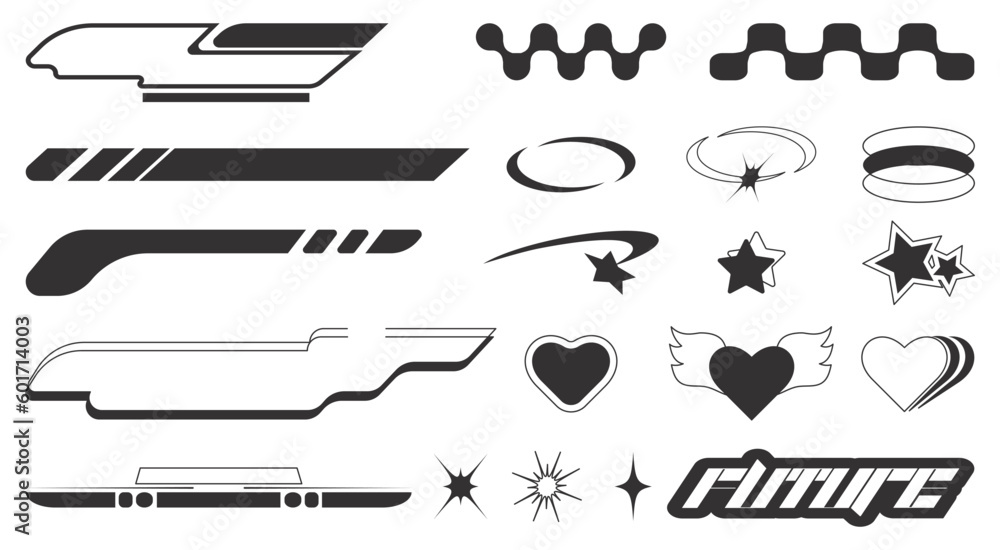 Premium Vector  Abstract icons or symbols in y2k aesthetic