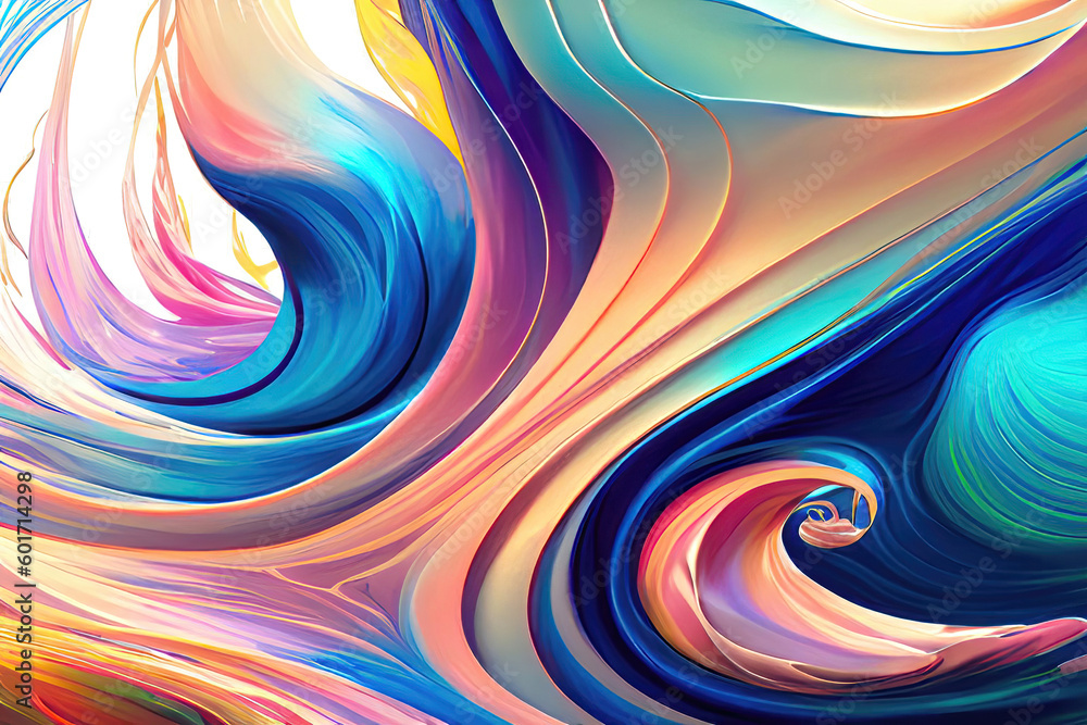 Fluid Motion - Vibrant Watercolor Waves Creating Abstract Background