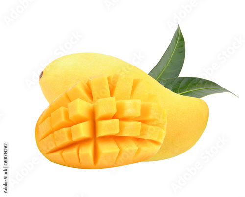 Ripe yellow mango on transparent png