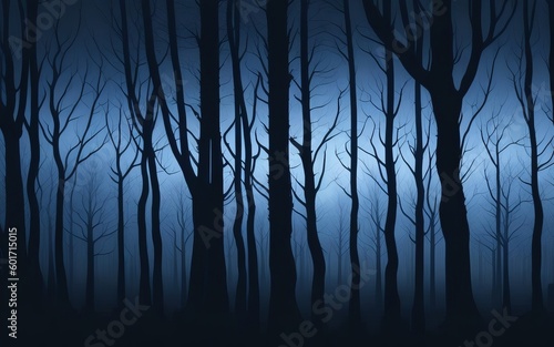Enter the Dark and Mystical Forest  A Hauntingly Beautiful Horror Background for Design. 