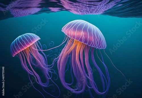 Mesmerizing Beauty of a Jellyfish in its Natural Habitat. © Happy Hues
