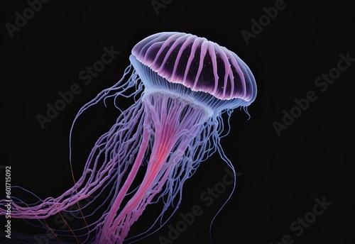 Mesmerizing Beauty of a Jellyfish in Black Background. Generative AI.