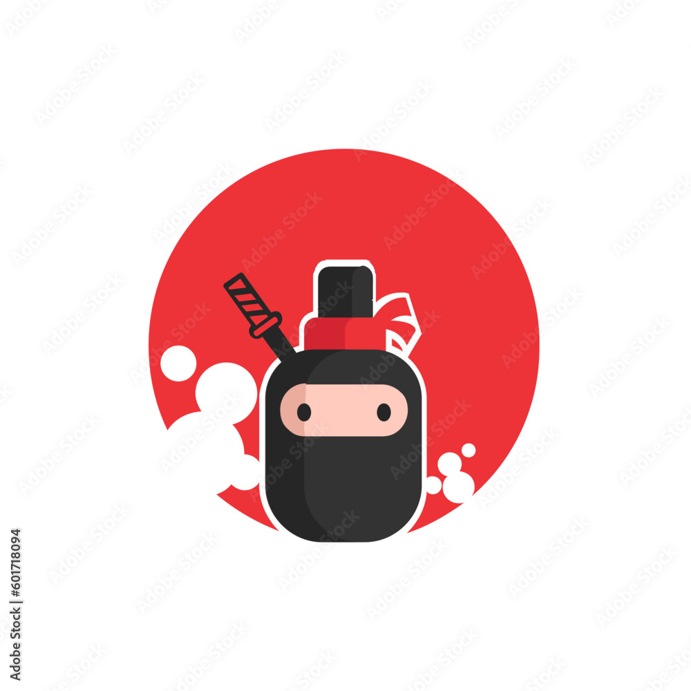 Black and Red Ninja Logo Ninja Bottle Logo Ninja Spray Bottle Logo