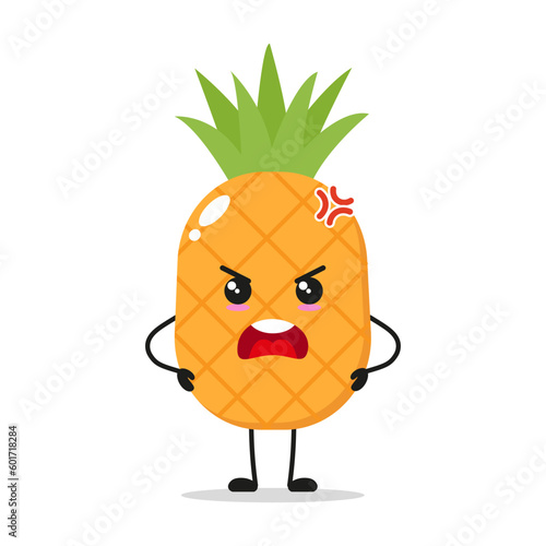 Single Furious Pineapple Fruit Vector Illustration