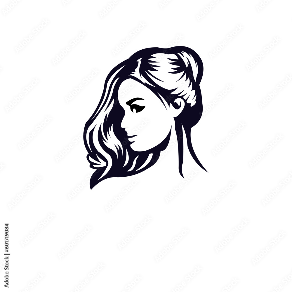 Beauty Girl With Long Hair Salon Logo Company Beauty Girl With Long Hair Salon Logo Company