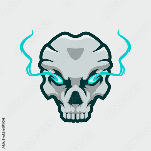Skull Fire Ghost Cartoon Esport Mascot Logo Vector