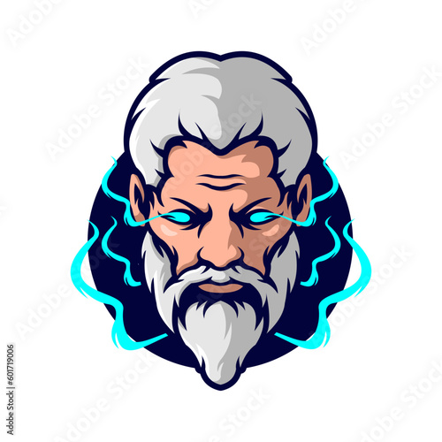 Poseidon Lightning Esport Mascot Logo Gaming