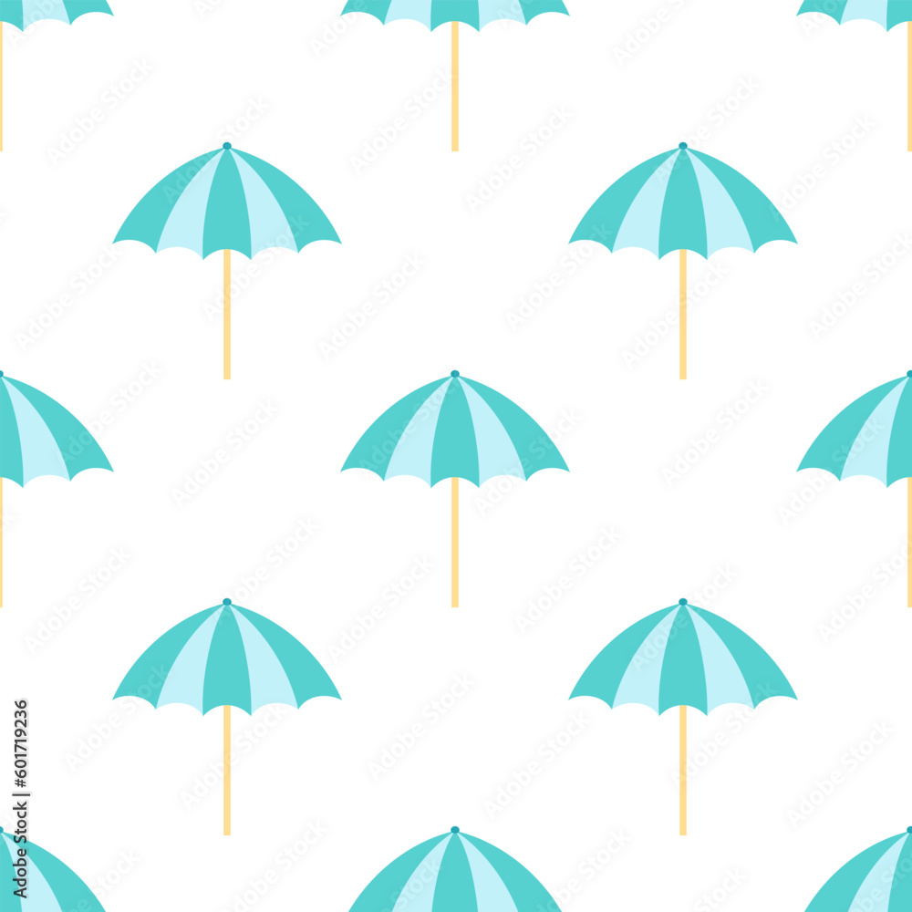 cartoon vector seamless pattern with beach umbrella