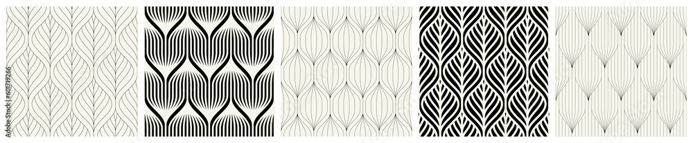 custom made wallpaper toronto digitalVector seamless patterns set. Stylish linear ornaments. Geometric striped backgrounds with arches. Art deco thin monochrome swatches. Tileable prints with linear pointed arches.