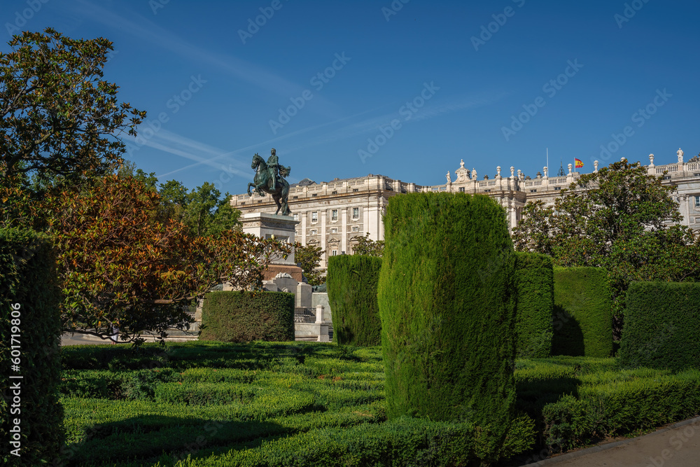 Plaza de Oriente Square with Monument to Philip IV (Felipe IV) - Madrid, Spain