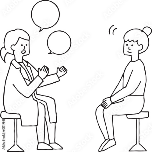病院で話を聞く女性