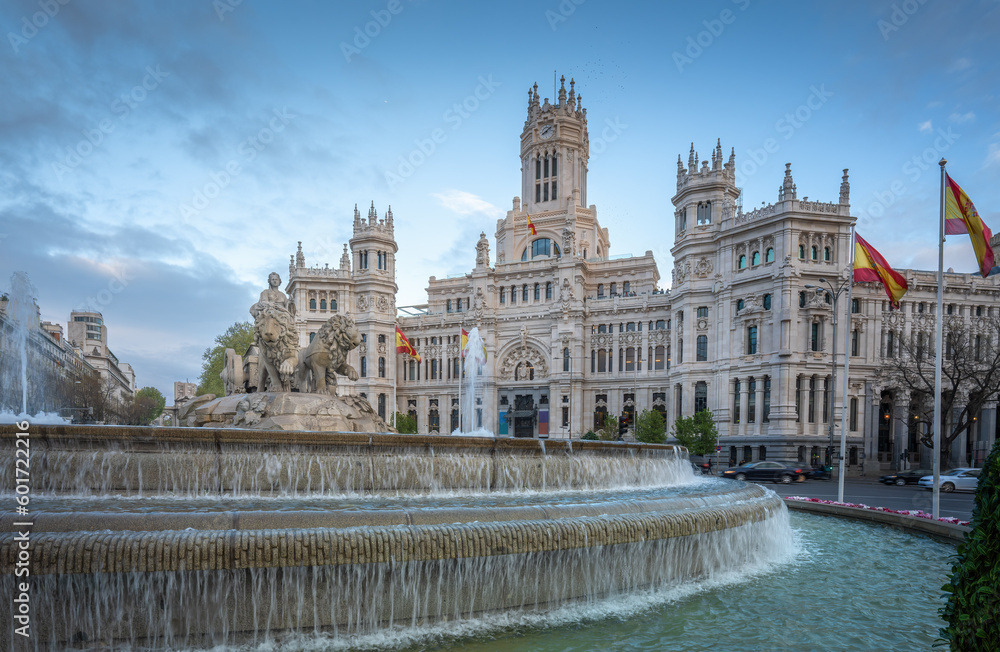 Cibeles Palace and Fountain of Cybele at Plaza de Cibeles - Madrid, Spain