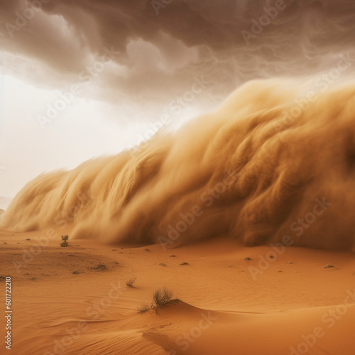 Sandstorm in the desert. Generative AI.