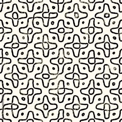 Ink Drawn Kaleidoscope Folk Graphic Motif Textured Pattern