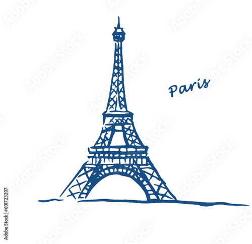 Fototapeta Naklejka Na Ścianę i Meble -  Eiffel tower , Paris ,  France, travel , tourism, french seasides ,  old architecture, monuments, sketch, Europe 
