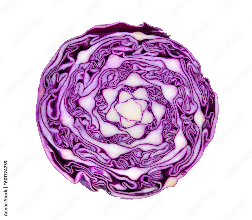 half Purple cabbage isolated on transparent png half Purple cabbage isolated on transparent png