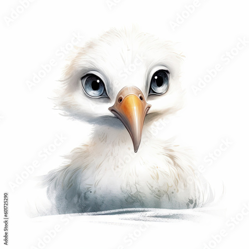 Albatross white bird illustration  watercolor drawing style  isolated on white background  generative ai 