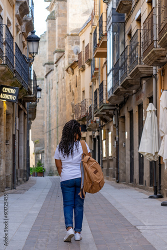Tourist woman walking around Ciudad Rodrigo in Salamanca. © DoloresGiraldez