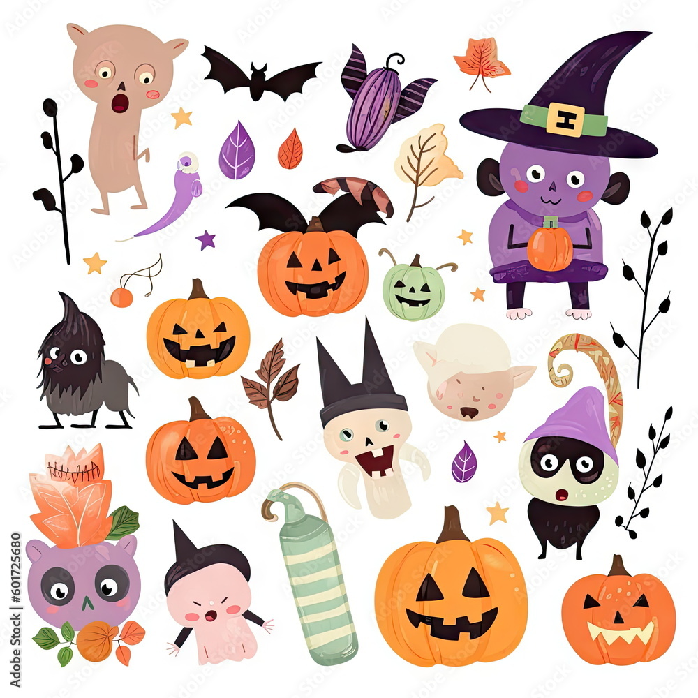 Halloween clipart elements set, white background Halloween clipart elements set, white background
