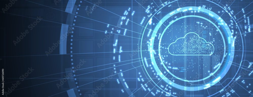 Obraz premium Cloud technology. Integrated digital web concept background