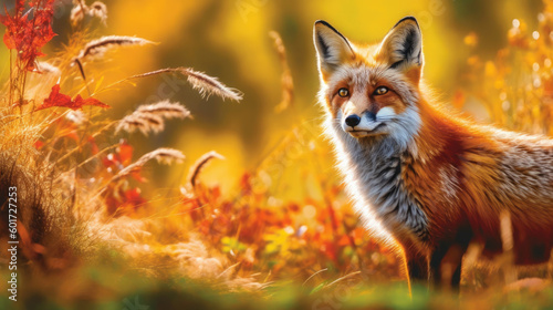 Red Fox in the wild. Generative AI © piai