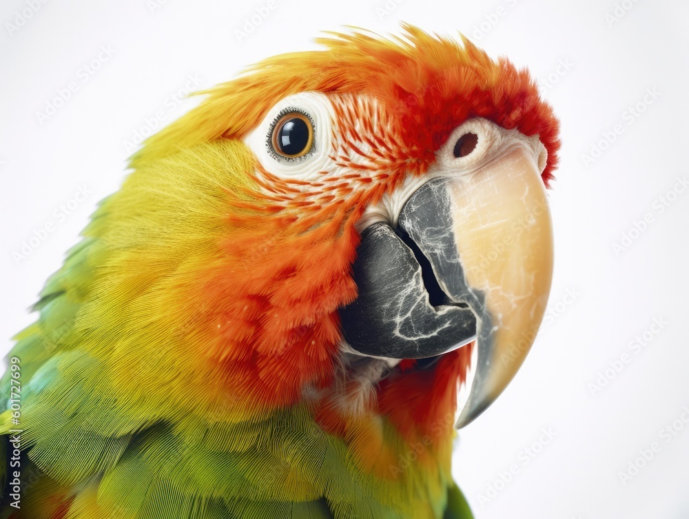 Vibrant parrot white background, Generative AI Technology