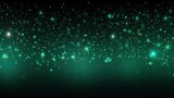 Dark green glowing background with copy space for design. Long web banner. Website header. Sparkling twinkling stars effect. Fantastic night sky. Generative AI.