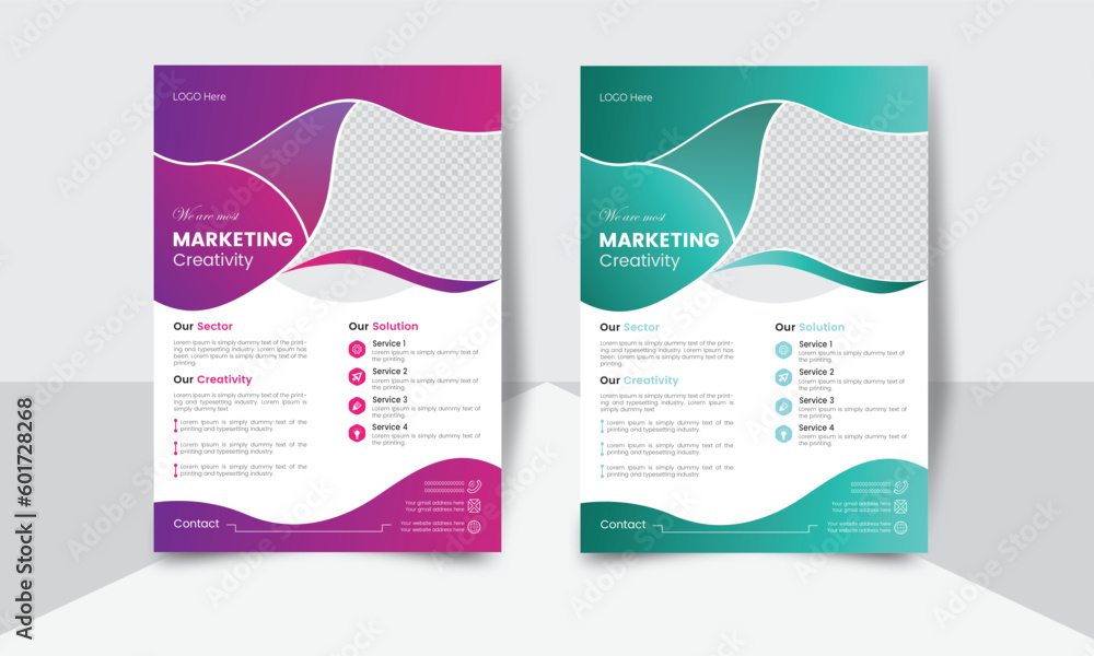 Professional visiting business flyer. Flat  vector design.   layout with modern flyer design. Unique flyer design. Clean advertising design.