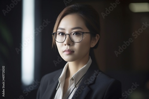 woman portrait female confident happy office businesswoman copy business space corporate asian. Generative AI.