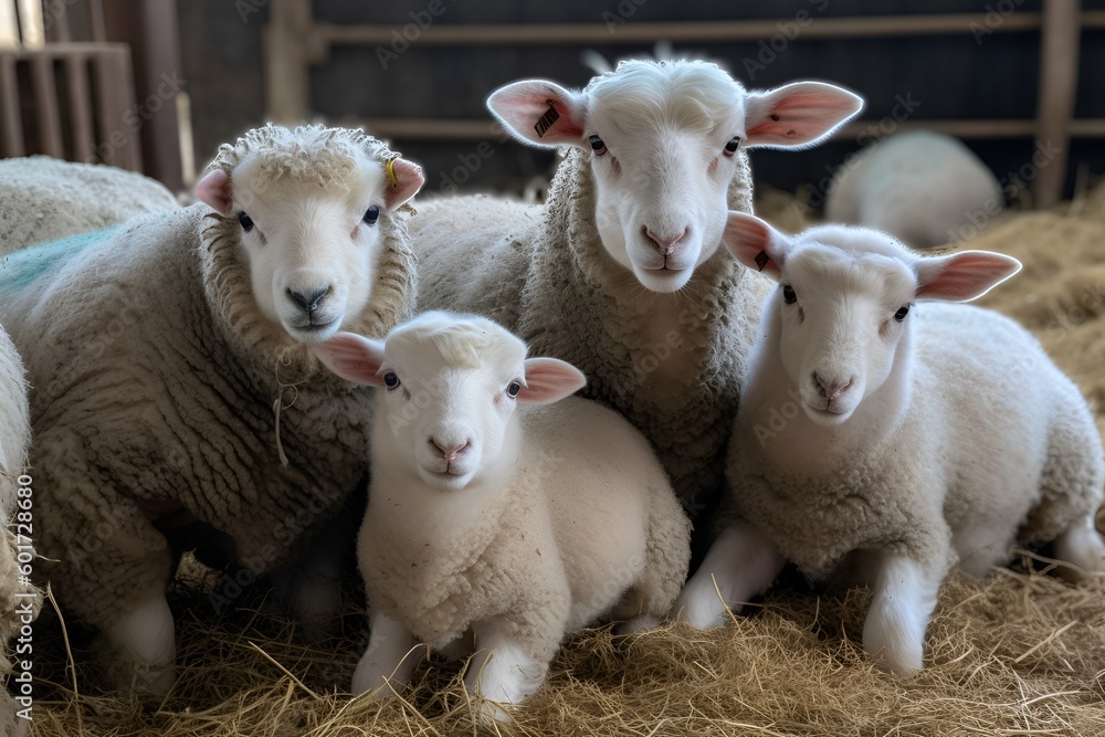 Sheep and Lambs Looking at the Camera Sheep and Lambs Looking at the Camera