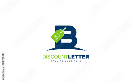 B logo discount for construction company. letter template vector illustration for your brand.