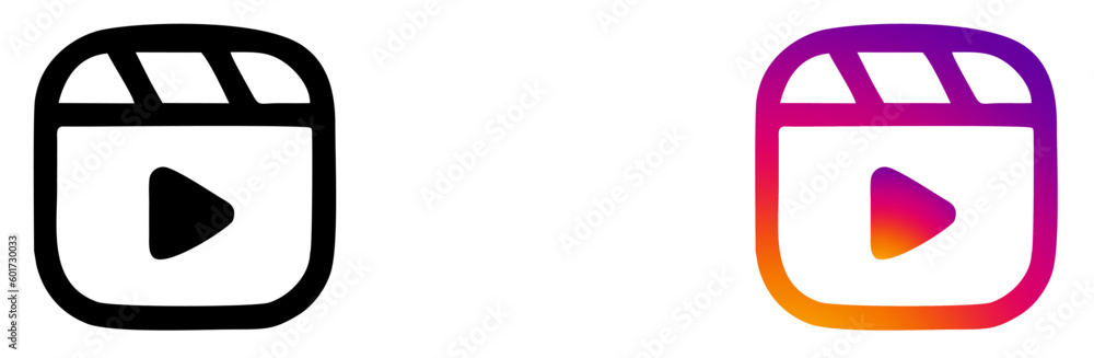 Instagram reels icon set isolated transparent background. vector