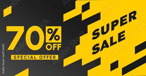 70 percent off best sale special offer banner black yellow 
