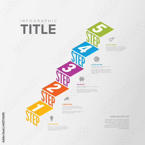 Infogrpahic stairs steps diagram template