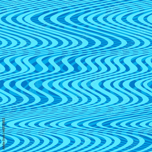 Abstract Seamless Pattern with Water Ripple. Vector Background with Blue Waves and Lines. Ocean, Sea and Water Pool Flowing Surface