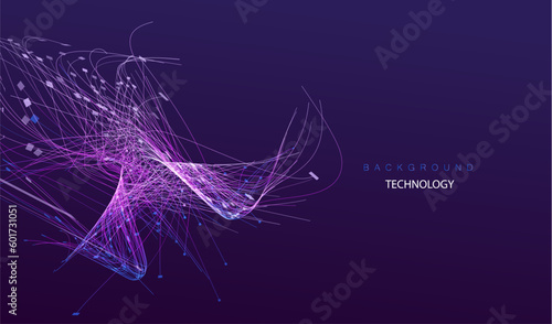 Neon glowing lines design. Modern light technology and science vector. Futuristic connect shine background. Optical fibers network concept.