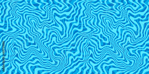 Seamless Water Pattern with Wavy Lines. Vector Water Ripple Texture. Abstract Blue Pool Surface