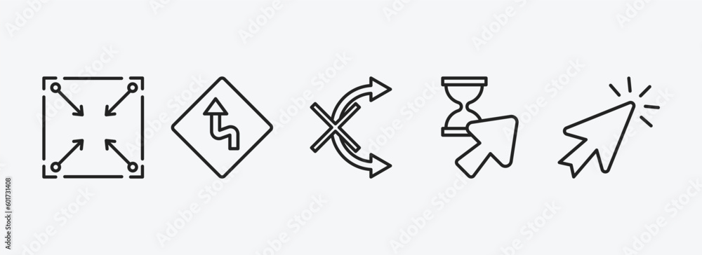 user interface outline icons set. user interface icons such as corner widget, left reverse curve, no tittling, wait cursor, mouse arrow vector. can be used web and mobile. user interface outline icons set. user interface icons such as corner widget, left reverse curve, no tittling, wait cursor, mouse arrow vector. can be used web and mobile.