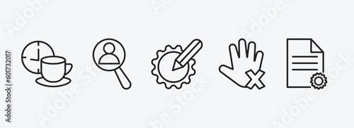 success outline icons set. success icons such as coffee break, hire, resources, restrict, project vector. can be used web and mobile.