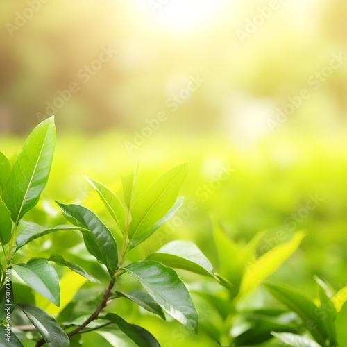 Abstract blurred plant green tea.Copy spice. Generative AI