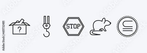 signs outline icons set. signs icons such as lost items, hoist, stop, rats, is not a sub vector. can be used web and mobile.